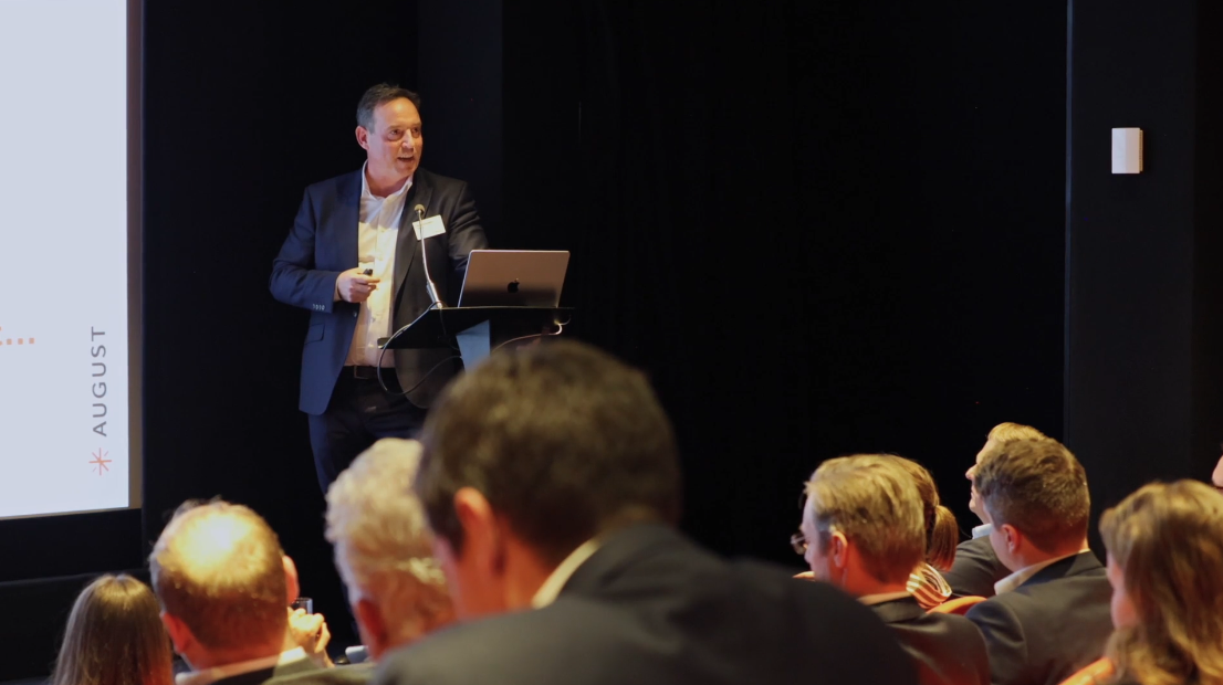 August Equity AGM: a speaker presenting to investors from the lectern