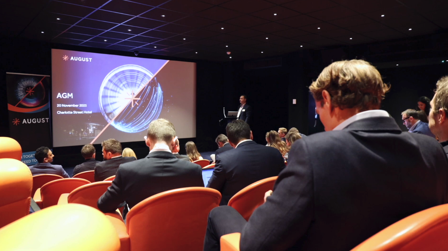August Equity AGM: presentation to investors in a screening room